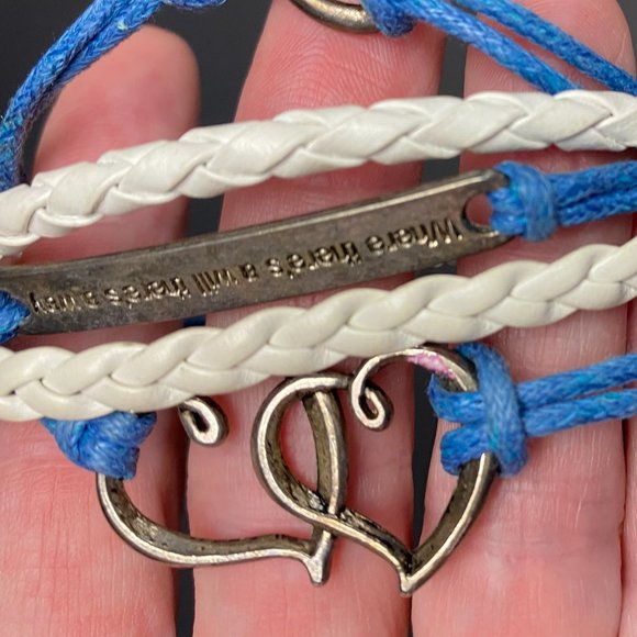 Braided bracelet w/hearts, infinity, and "Where's there a will there's a Way" - Picture 5 of 5